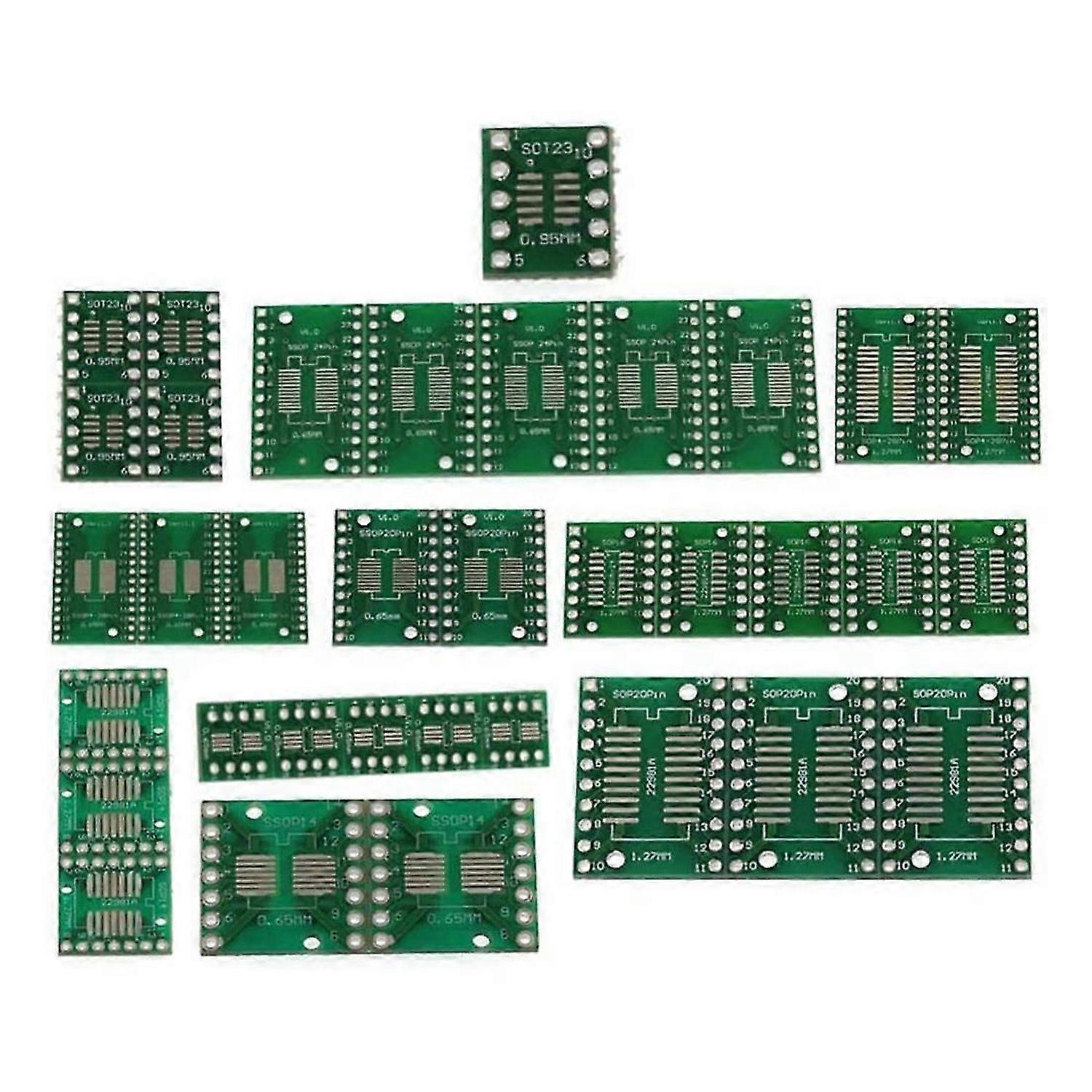 35Pcs PCB Board Kit SMD Turn to DIP SOP MSOP SSOP TSSOP SOT23 8 10 14