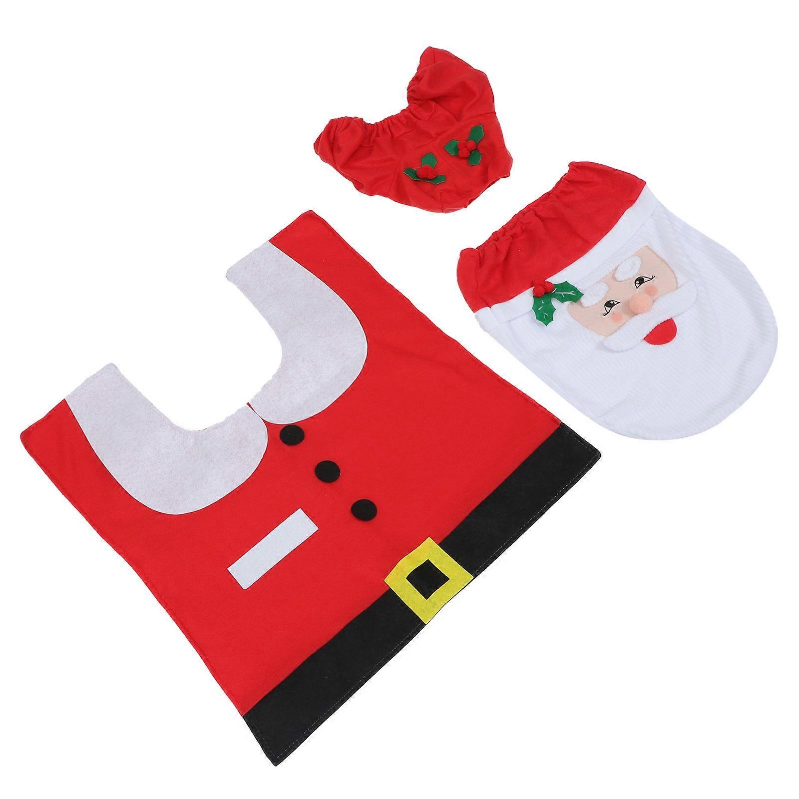 Christmas Toilet Set for Use 1Set Including Lid Cover and Toilet Floor Mat