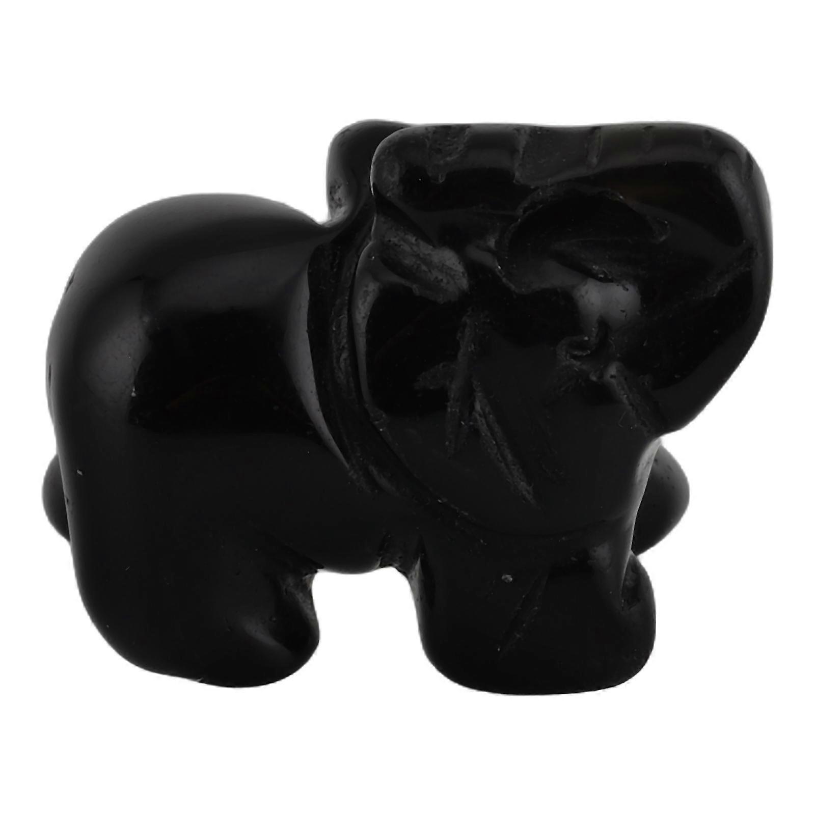 Obsidian Elephant Figurine Tiny Elephant Sculpture Decorative 3Pcs for Home