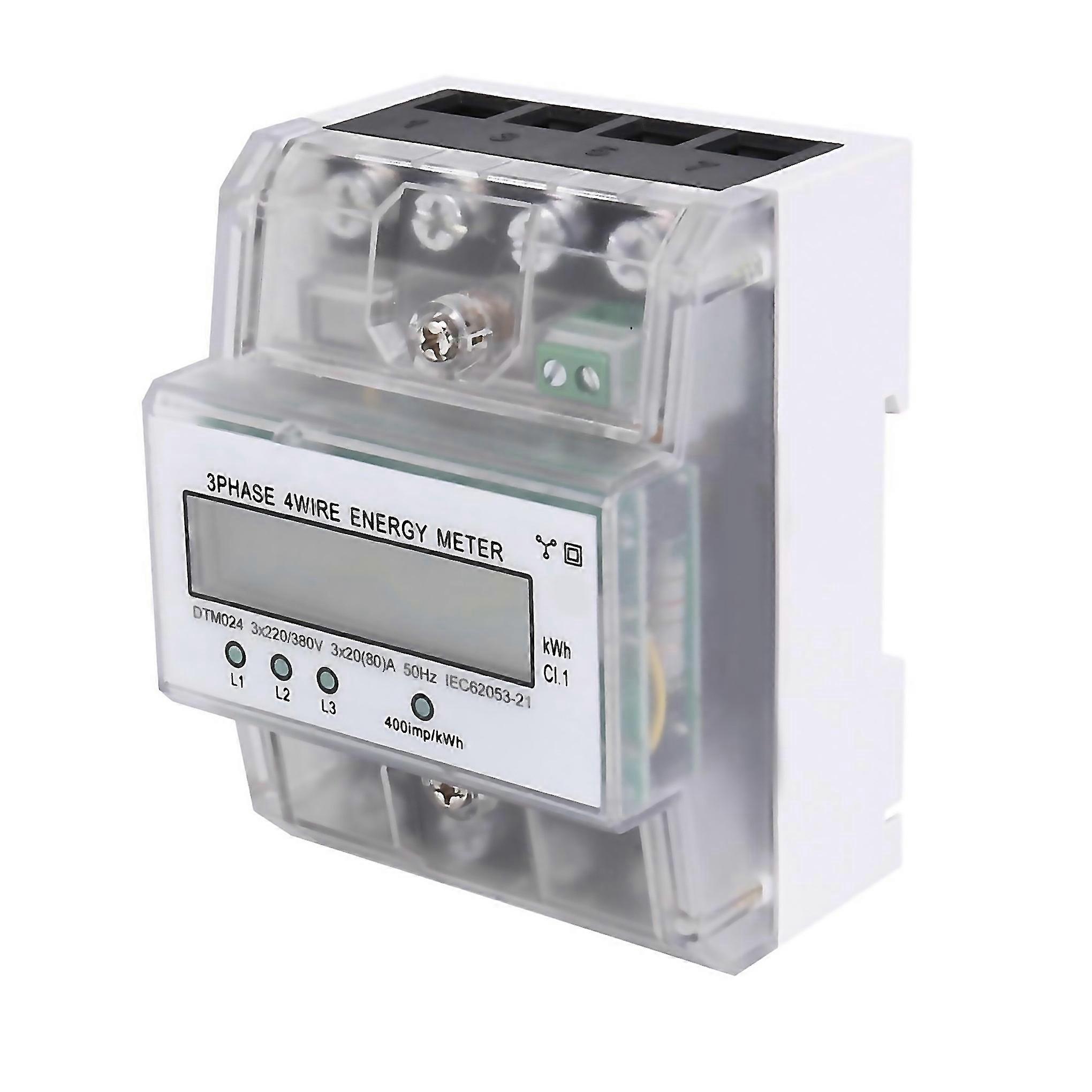 For 3 Phase 4 Wire Energy Meter 220380v 2080a Energy Consumption Kwh Meter Rail Installation Digital