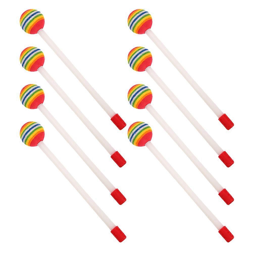 Plastic Percussion Stick Rainbow Drum Mallet for Music Playing 8Pcs