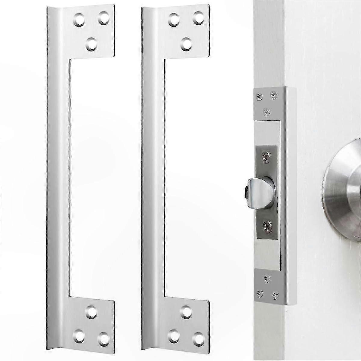 2 Pack L-Shaped Door Latch Protector Plates for Outswing Angle Latch Security Cover Shields