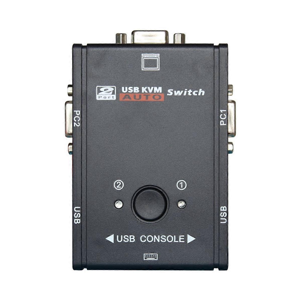 VGA KVM-svitsj 2 porter VGA-splitter for mus Tastatur Skriver Deling Bryter Box Adapter 2 i 1 ut KVM-svitsj