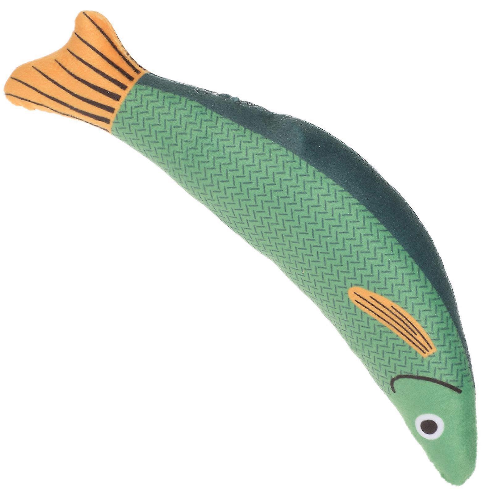 Green Plush Catnip Toy Cat Fish for Chewing and Playing 3Pcs