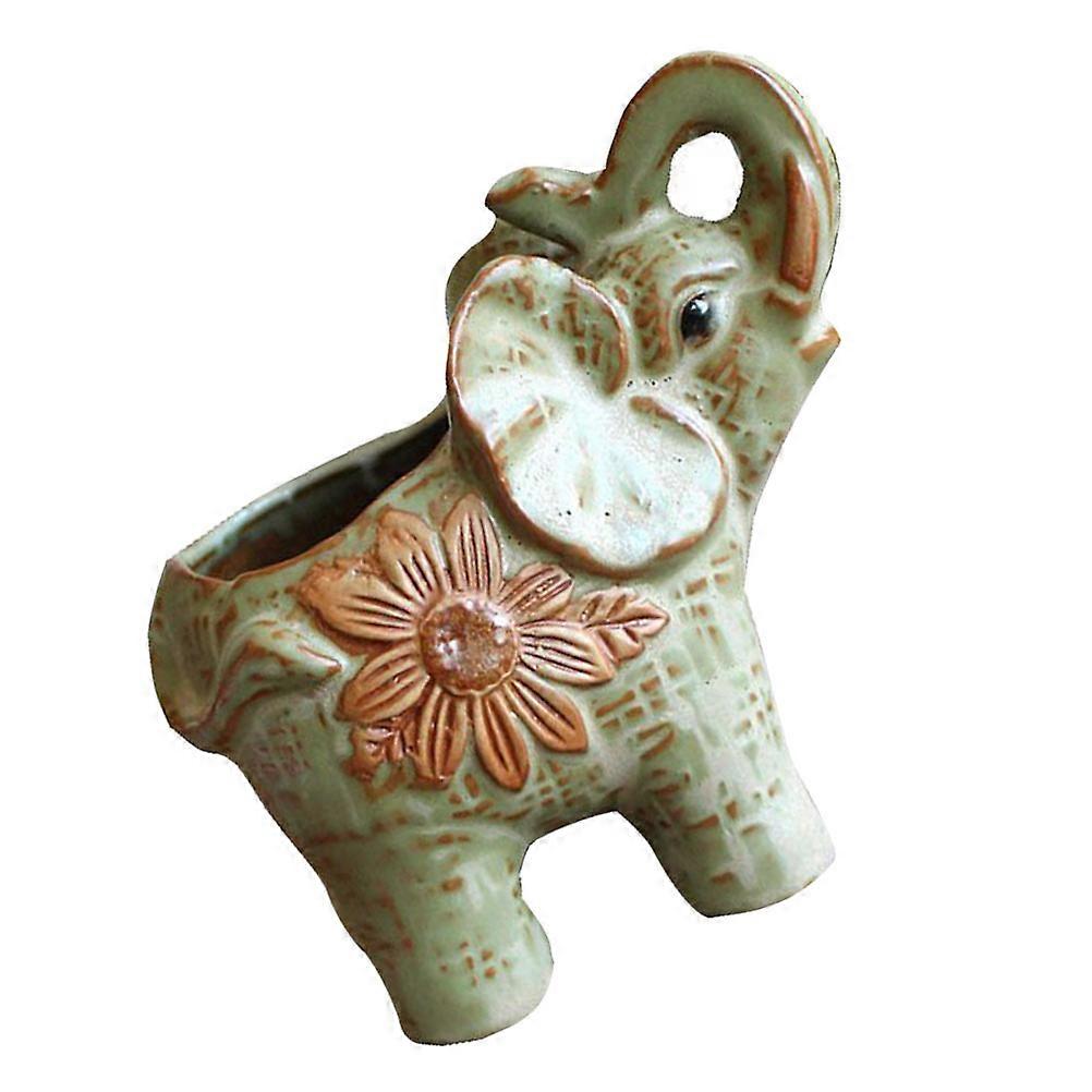 3Pcs Elephant Shape Flowerpot Desktop Decor Ceramic Tabletop Flowerpot