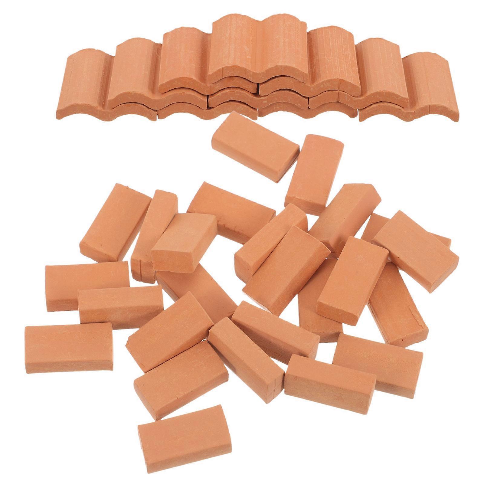 Miniature Roof Tiles 4 Sets Perfect For Architectural Model Enthusiasts 1.80X1.80X0.50cm Light Brown Clay Decorative