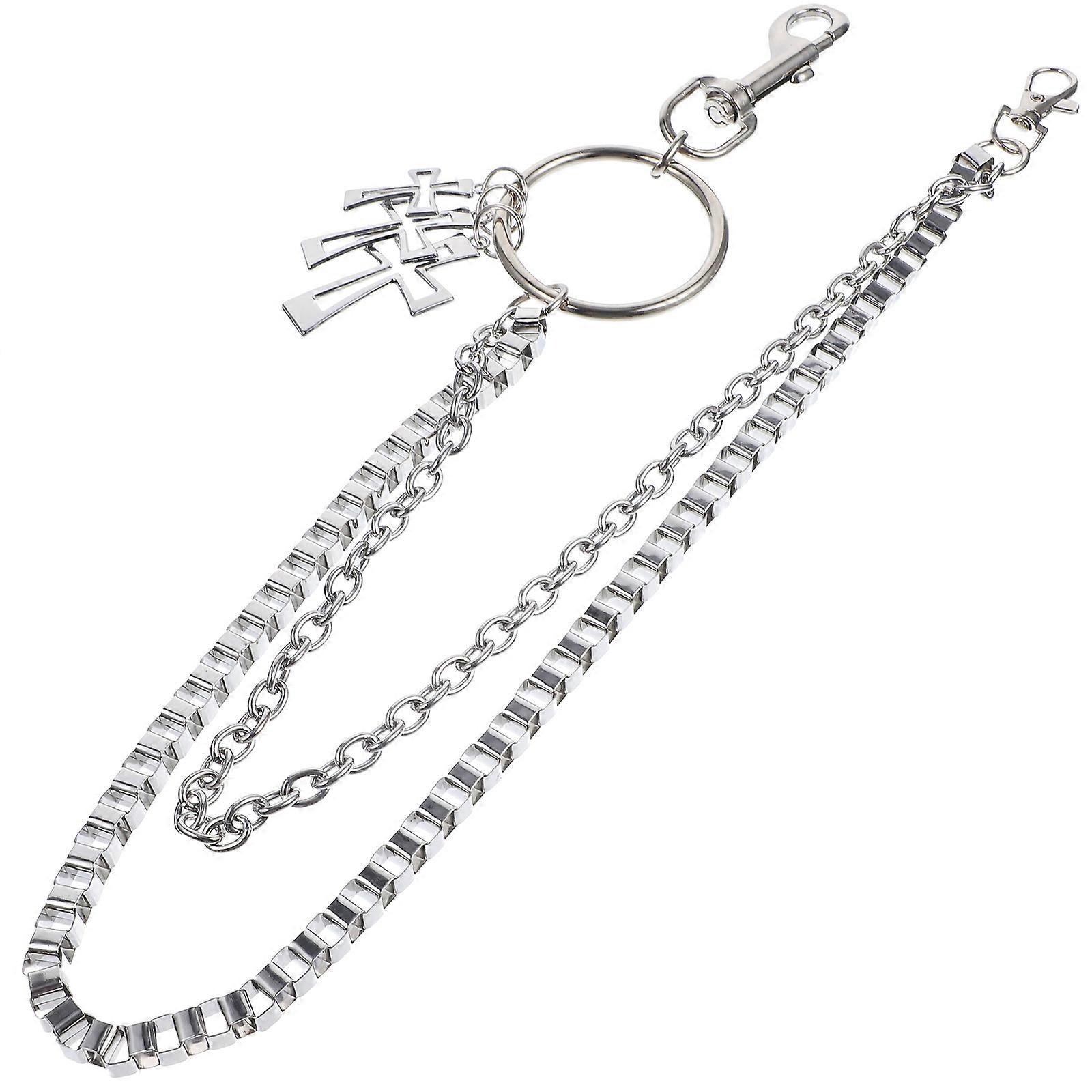 Gothic Key Chain Silver Pendant Pant Chain for Men 3Pcs Accessories