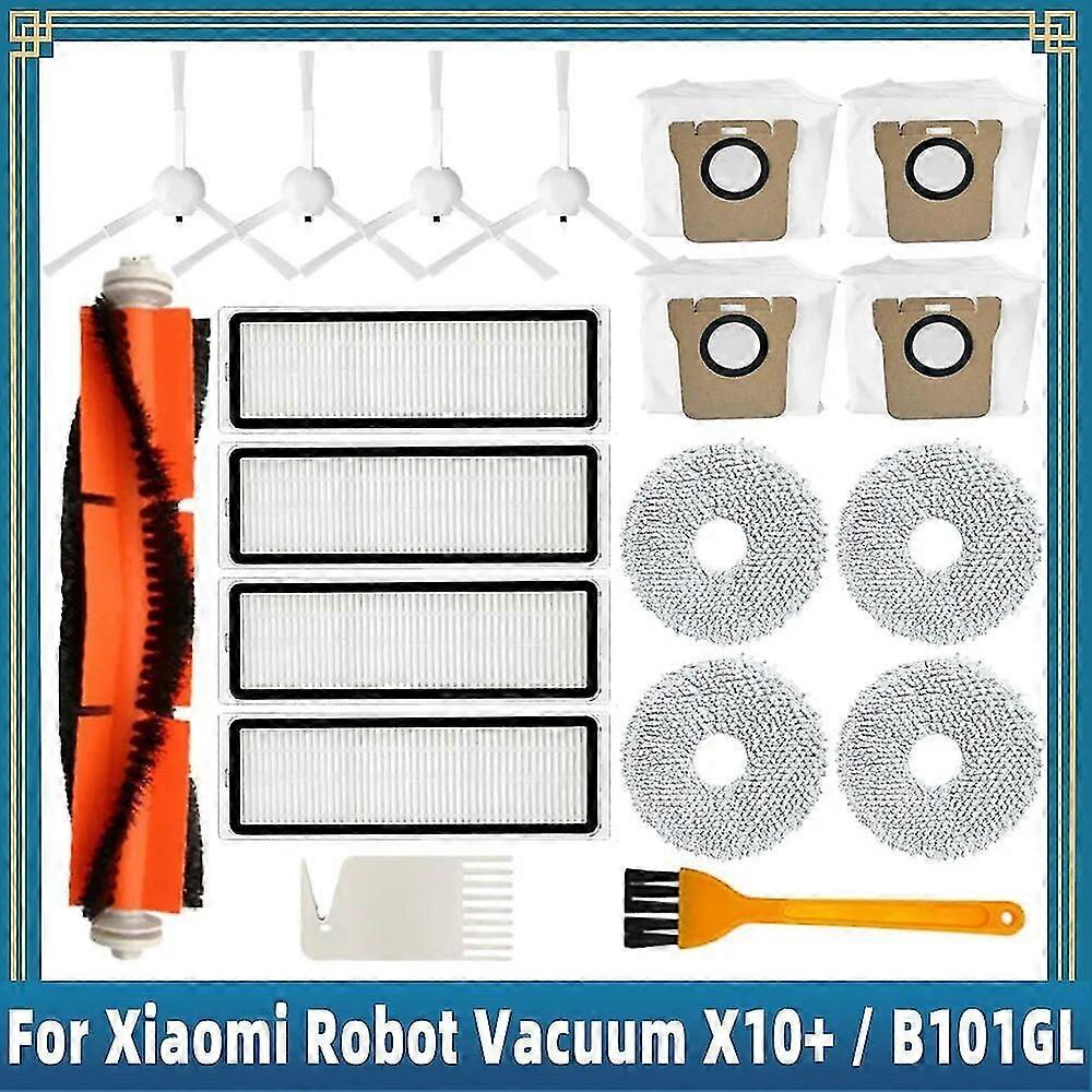 Kompatibilní s robotickým vysavačem Xiaomi X10 + / X10 Plus B101GL Náhradní díly Příslušenství Hlavní boční kartáč Hepa filtr Prachový sáček Mop hadřík