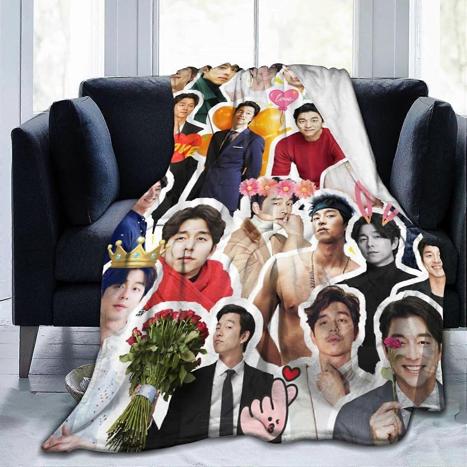 Blanket Gong Yoo Soft and Comfortable Warm Fleece Blanket for Sofa,Office Bed car Camp Couch Cozy Plush Throw Blankets Beach Blankets -ksxl7152
