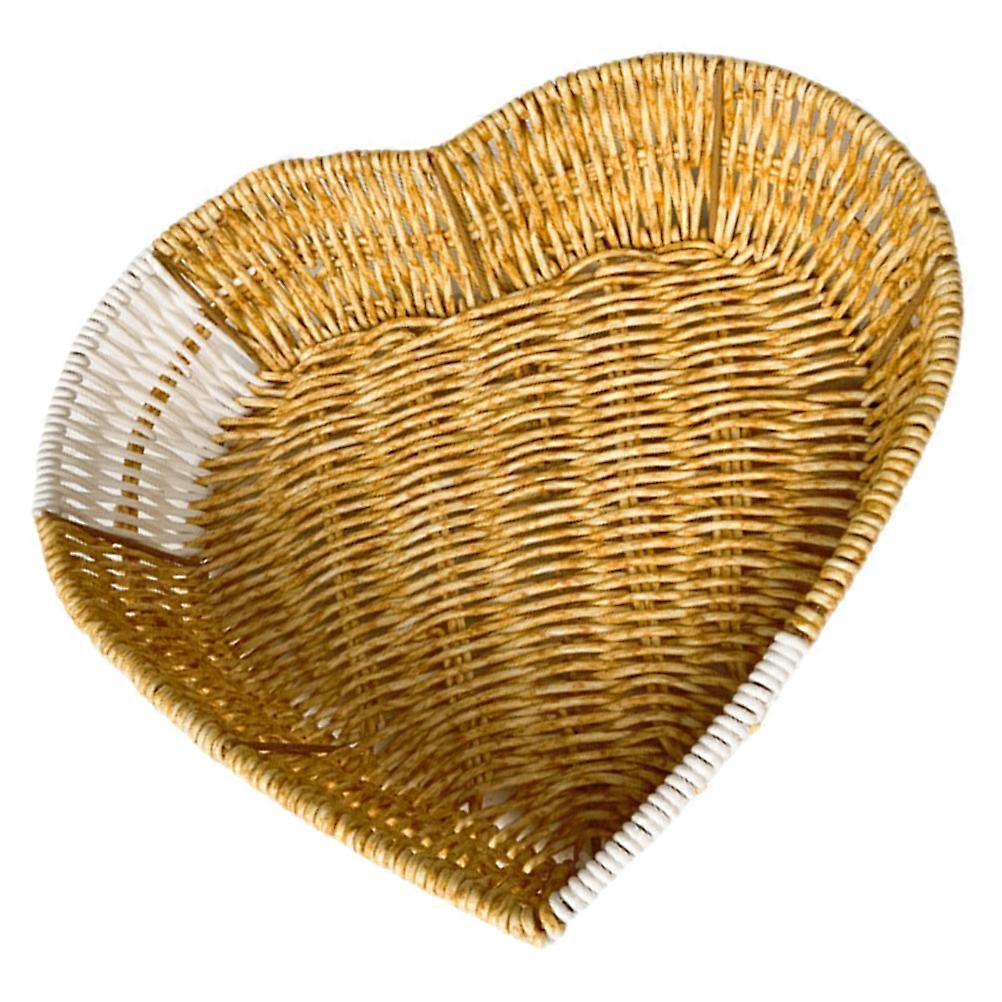 Plastic Woven Basket Snack Container for Serving 4Pcs Heart Shape