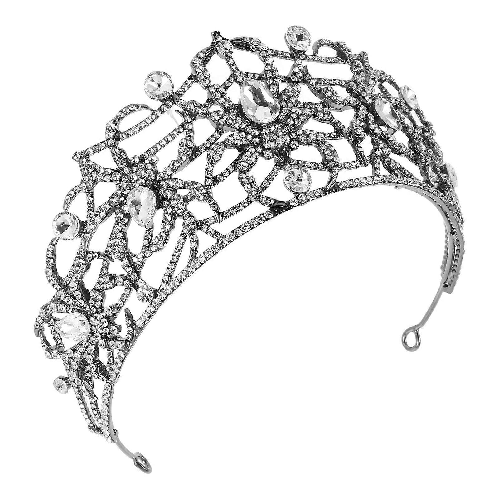 Silver Rhinestone Bride Crown Alloy Tiara Headband