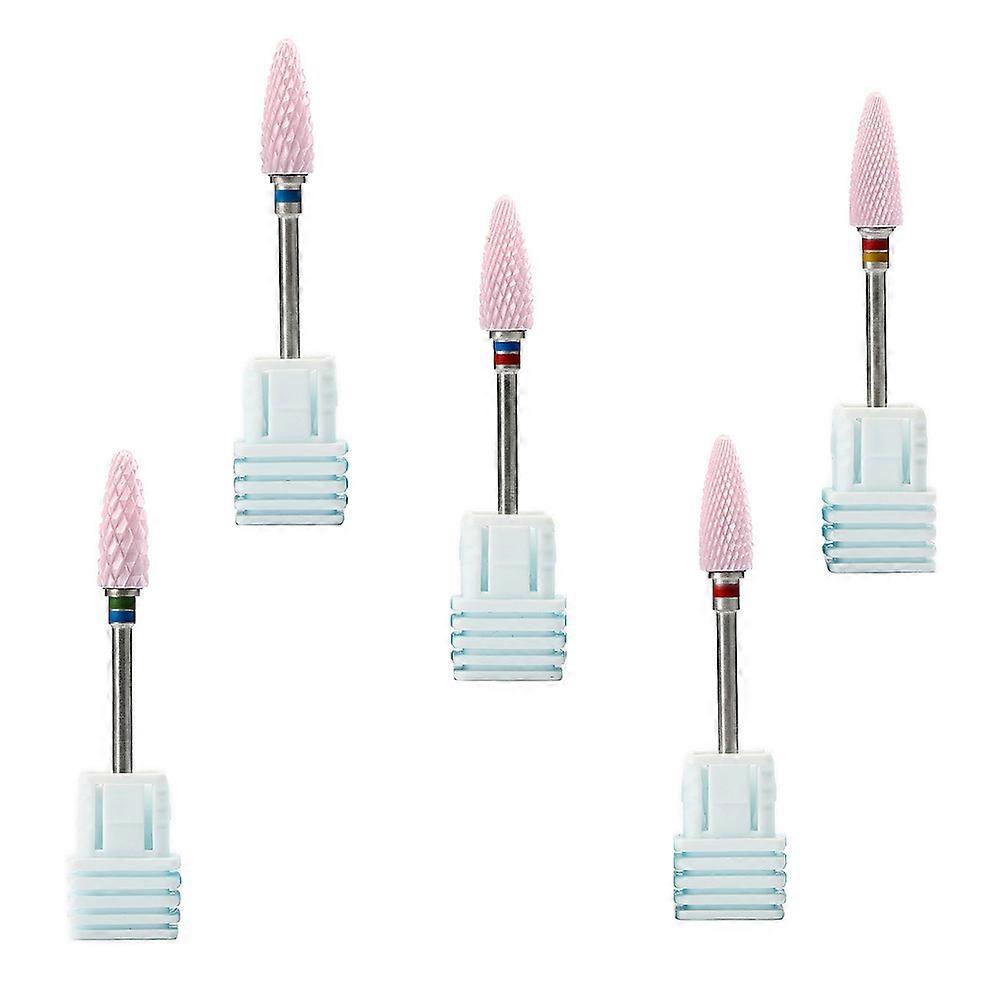 Nail Drill Bits 5Pcs Pink Ceramic Removal for Manicure Accessory