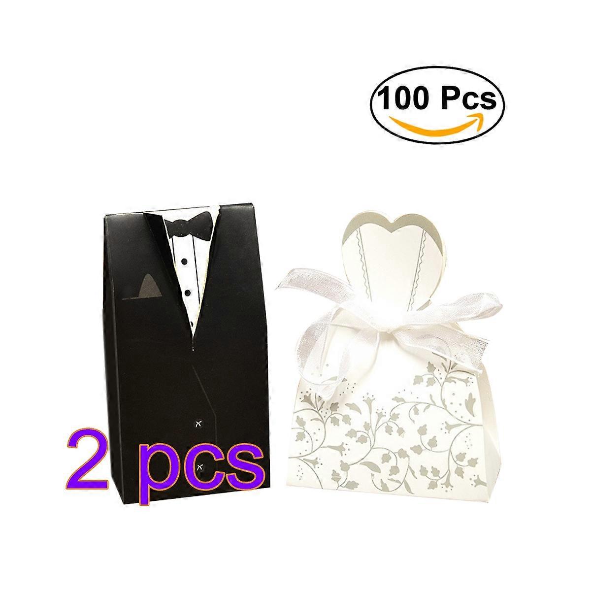 200Pcs Wedding Favor Boxes Bride and Groom Creative Candy Box