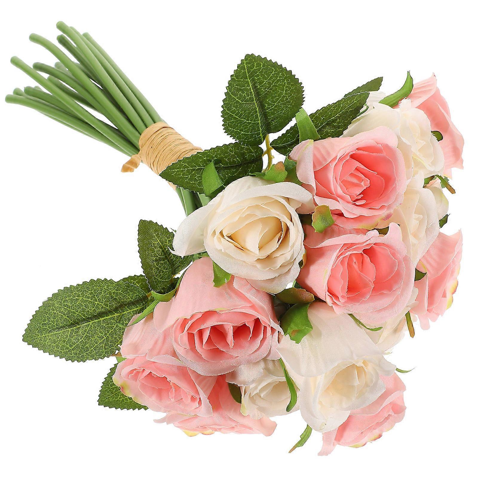 Artificial Rose Flower Bunch 18Pcs Compact Non-Fading Ornament Ideal For DIY Crafts And Homeowners