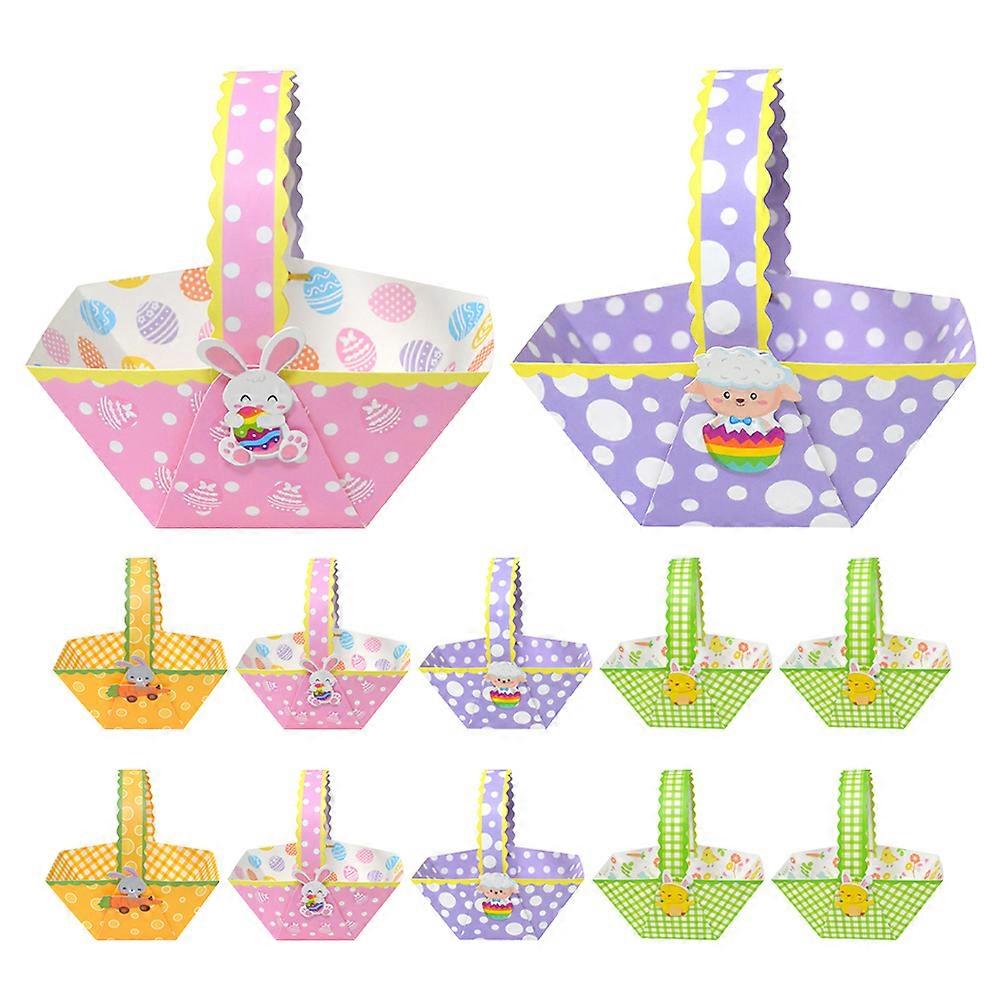 48 Pcs Paper Easter Egg Basket Festive Design Ideal For Children Spring Party Candy Storage