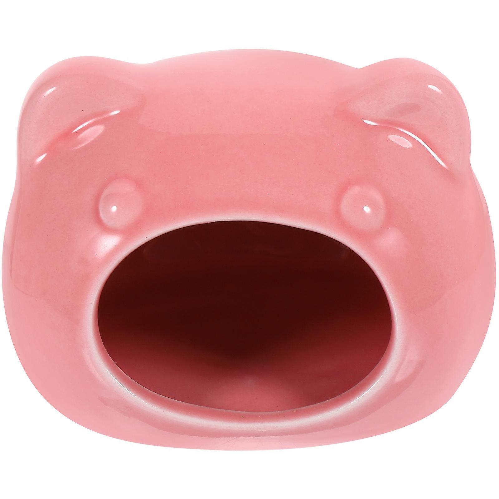 Pink Ceramic Hamster Hideout for Small Animals 3Pcs Hamster Sleeping Hut