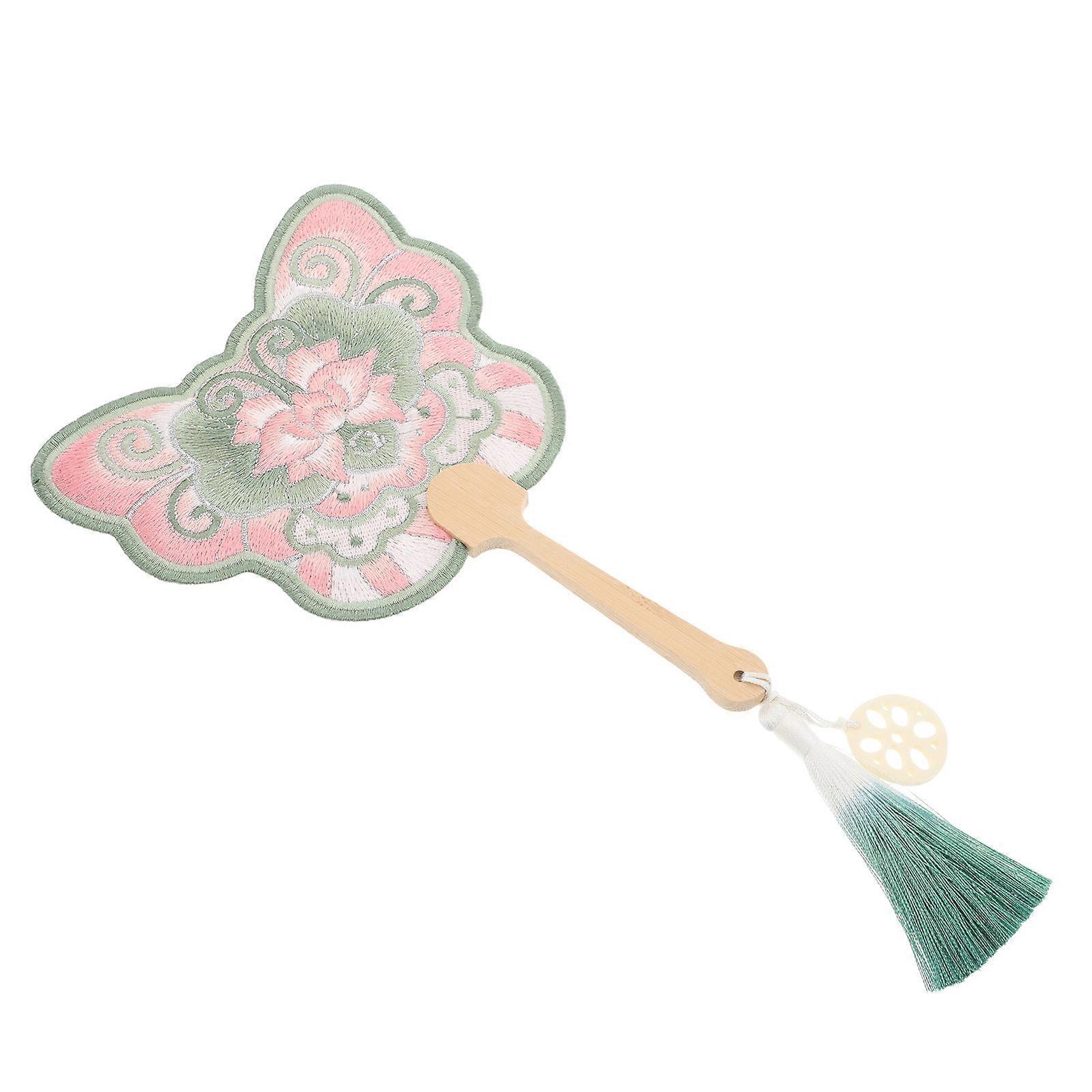 Chinese Floral Fan for Decor with Unique Embroidered Pattern 2Pcs