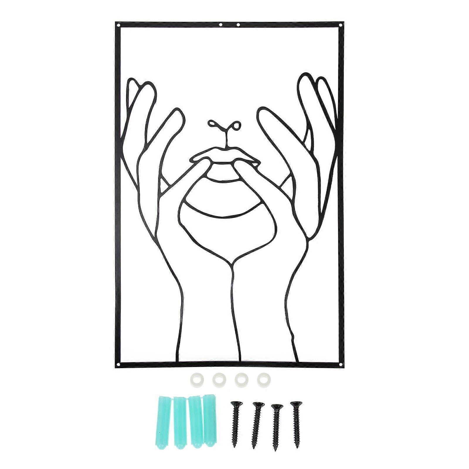 Simple Line Wall Decor 1Set Black Iron Featuring Artistic Texture Pattern