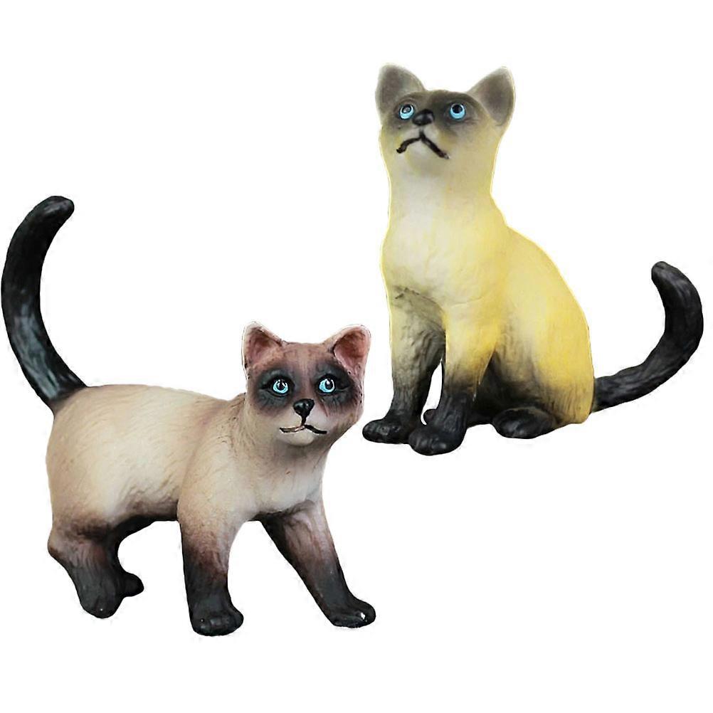 Faux Figurines Cat Sculptures for Kids 6Pcs Miniature Cat Models Assorted Color