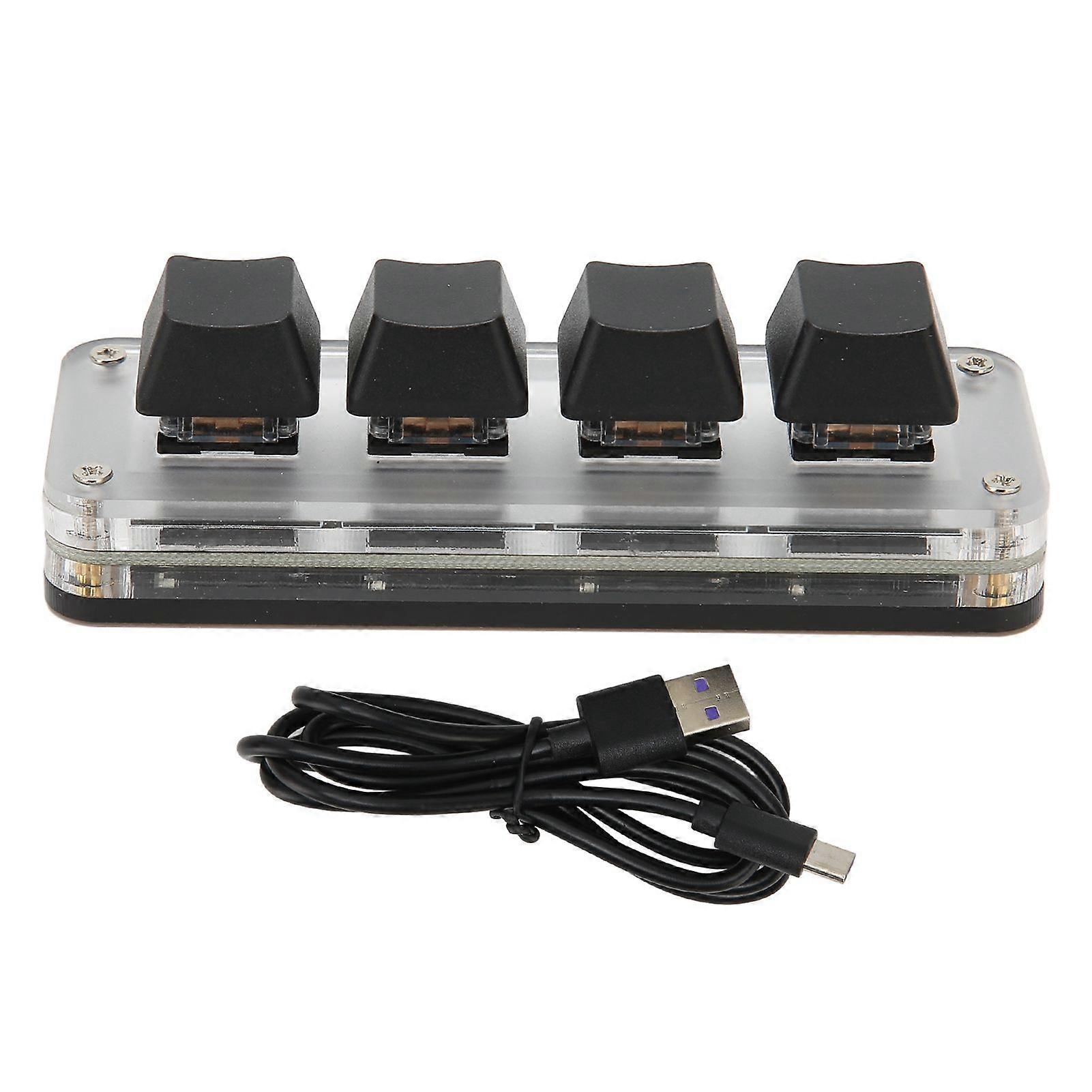 4 Fully Programmable Keys Mini Type C Wired One Handed Mechanical Keyboard for Windows