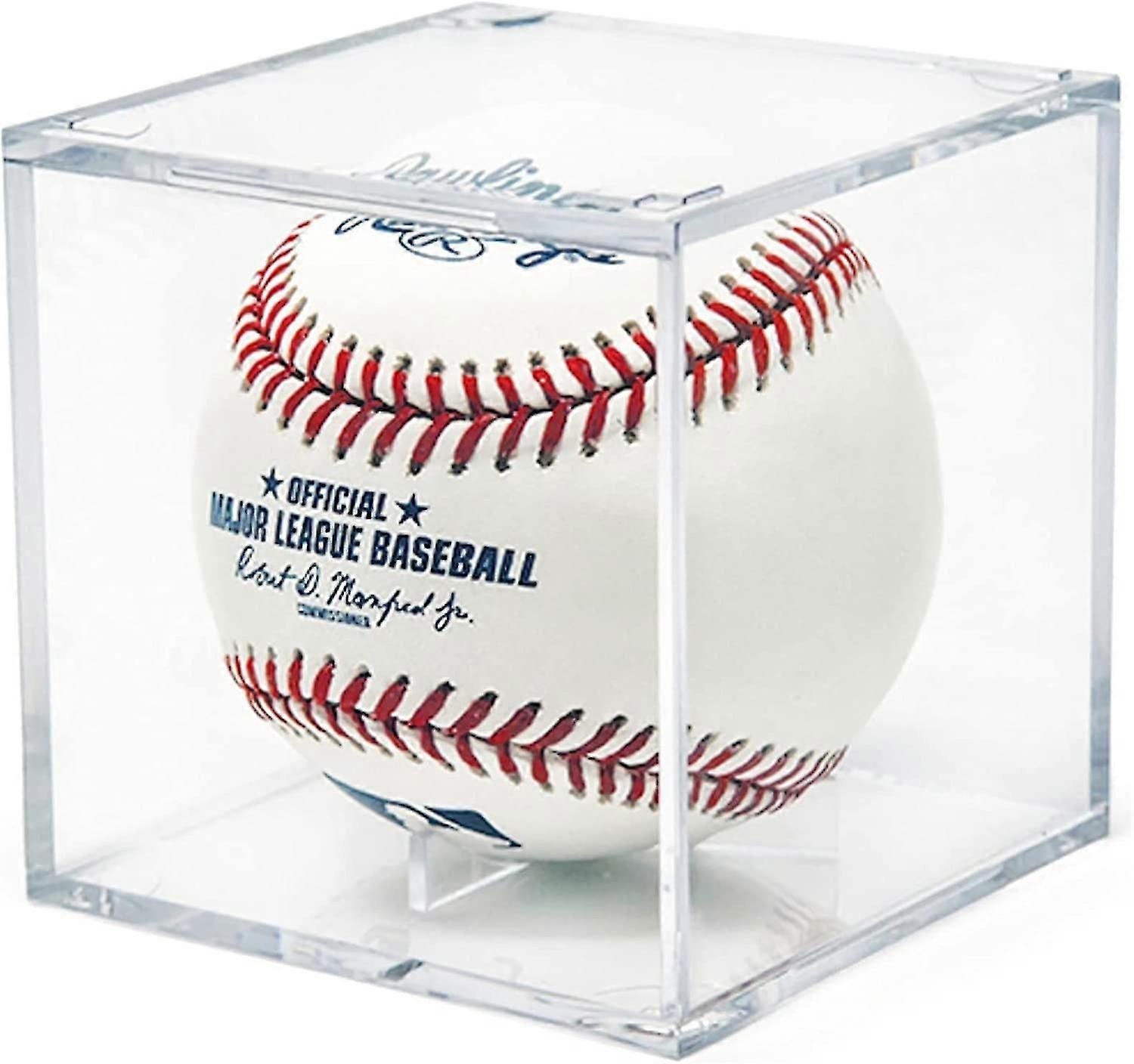 Baseball Display Case, Uv Protected Acrylic Cube, Square Baseball Holder, Clear Box, Memorabilia Display Storage, Official Sports Baseball Autograph D