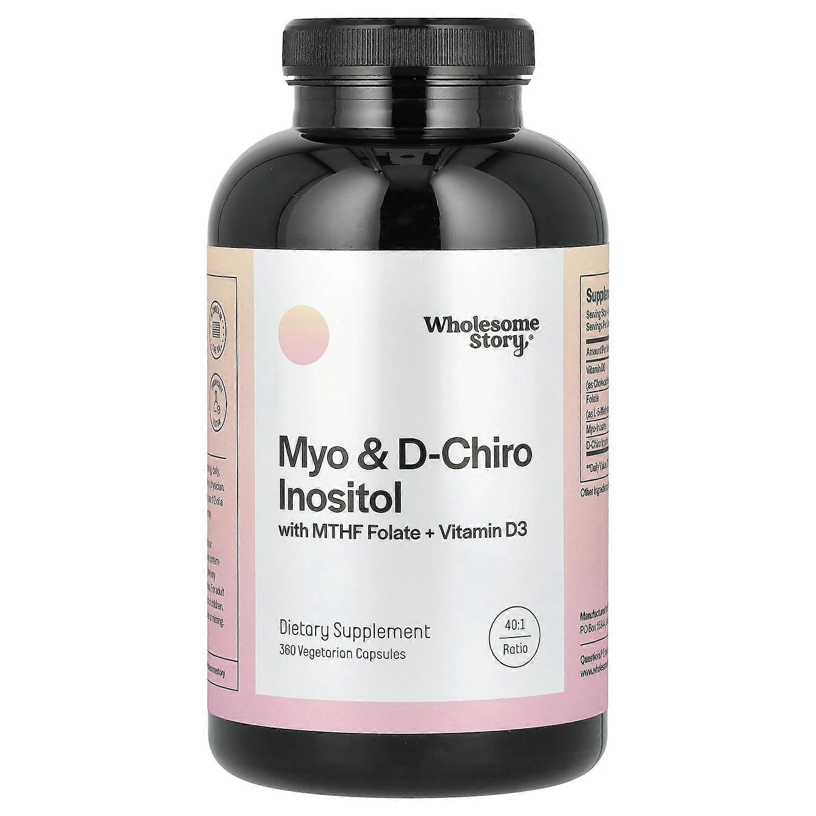 Myo & D-Chiro Inositol with MTHF Folate + Vitamin D3, 360 Vegetarian Capsules