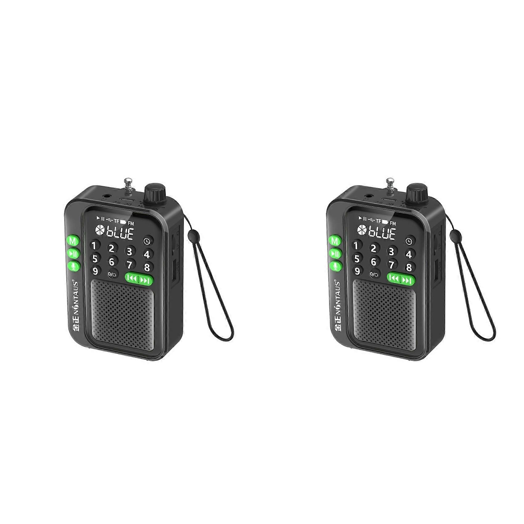 2X NONTAUS C90 Mini Pocket FM Radio Digital Radios Receiver Wireless Bluetooth MP3 Speaker with LED Display C