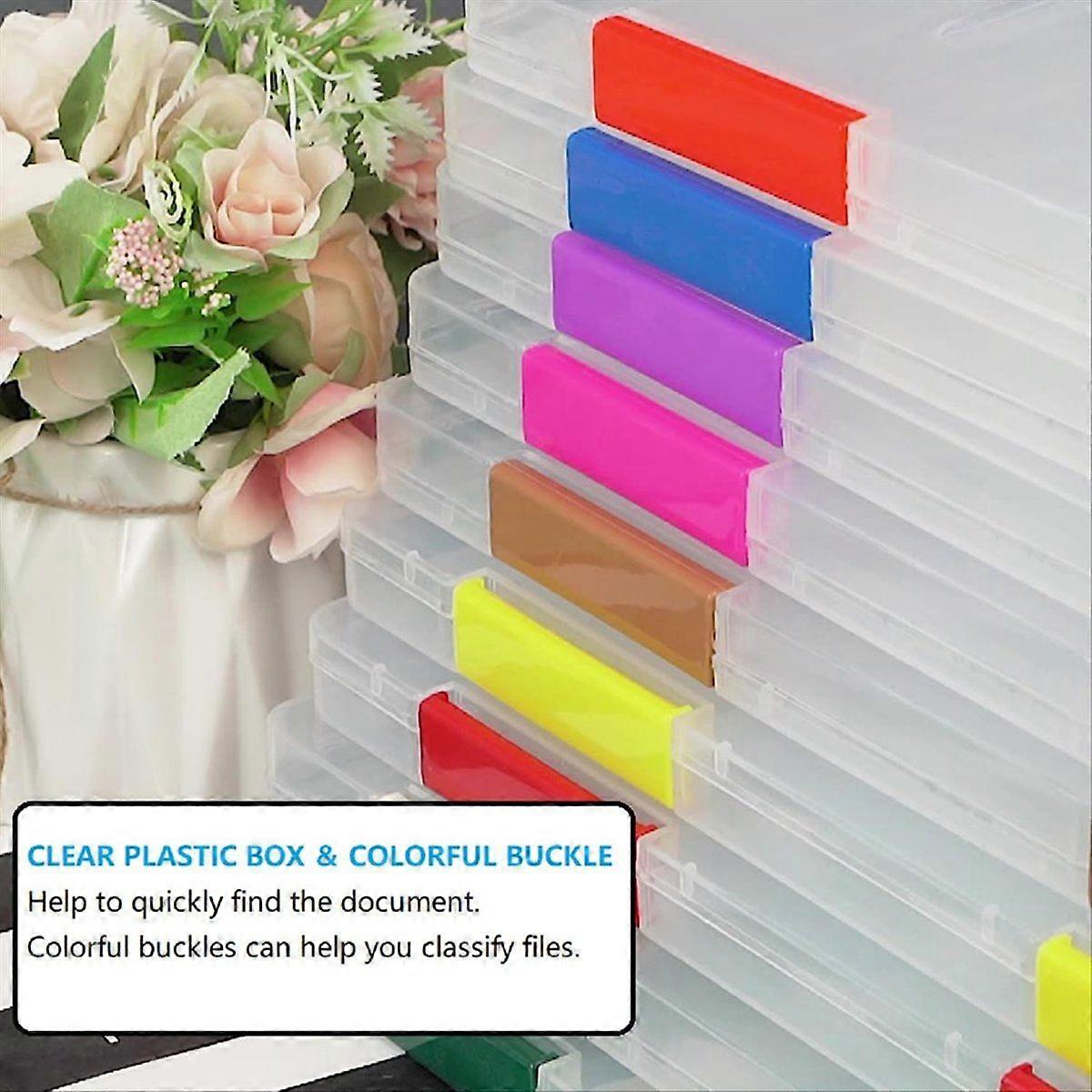 4 Pack A4 File Box,Clear Plastic Document Storage Box