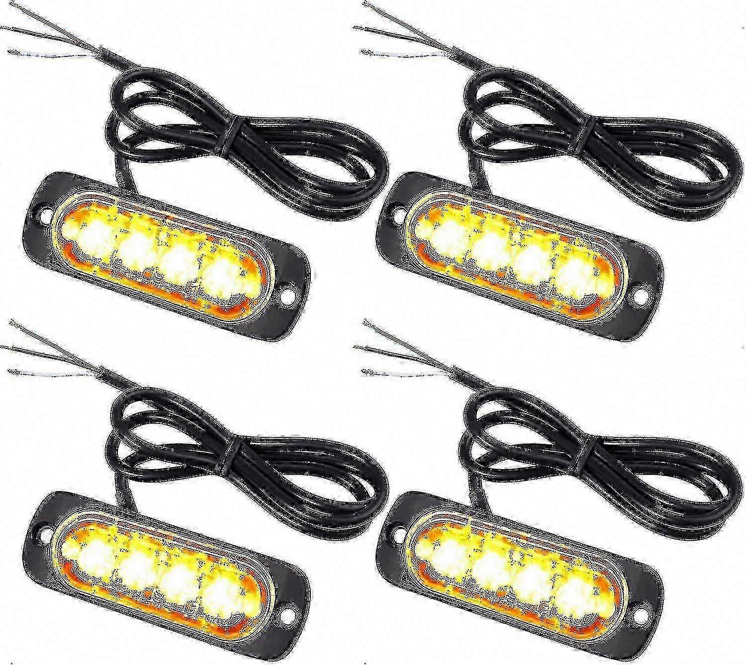 4x 12/24V oransje LED-penetrasjonsvarslingsblinklys for nødalarm