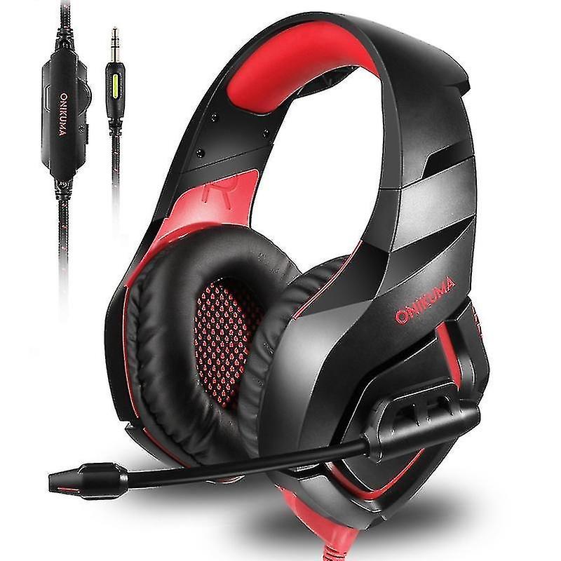 Computer Accessory Sets Onikuma K1-b Deep Bass Noise Canceling Camouflage Gaming Headphone With Microphone Black Red