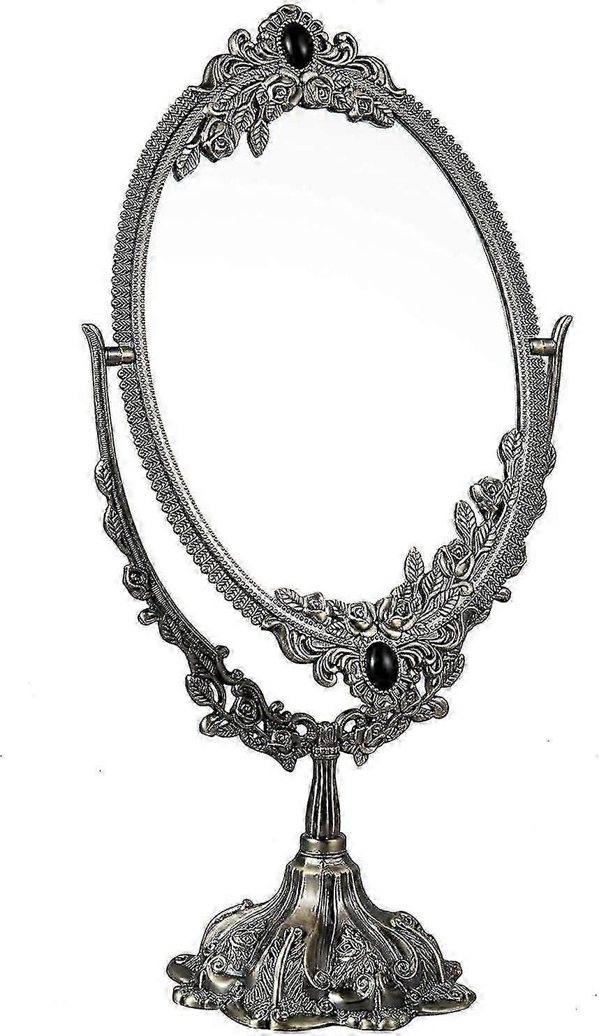 Vintage Makeup Mirror Tabletop Oval Vanity Mirror With Base 25-26s