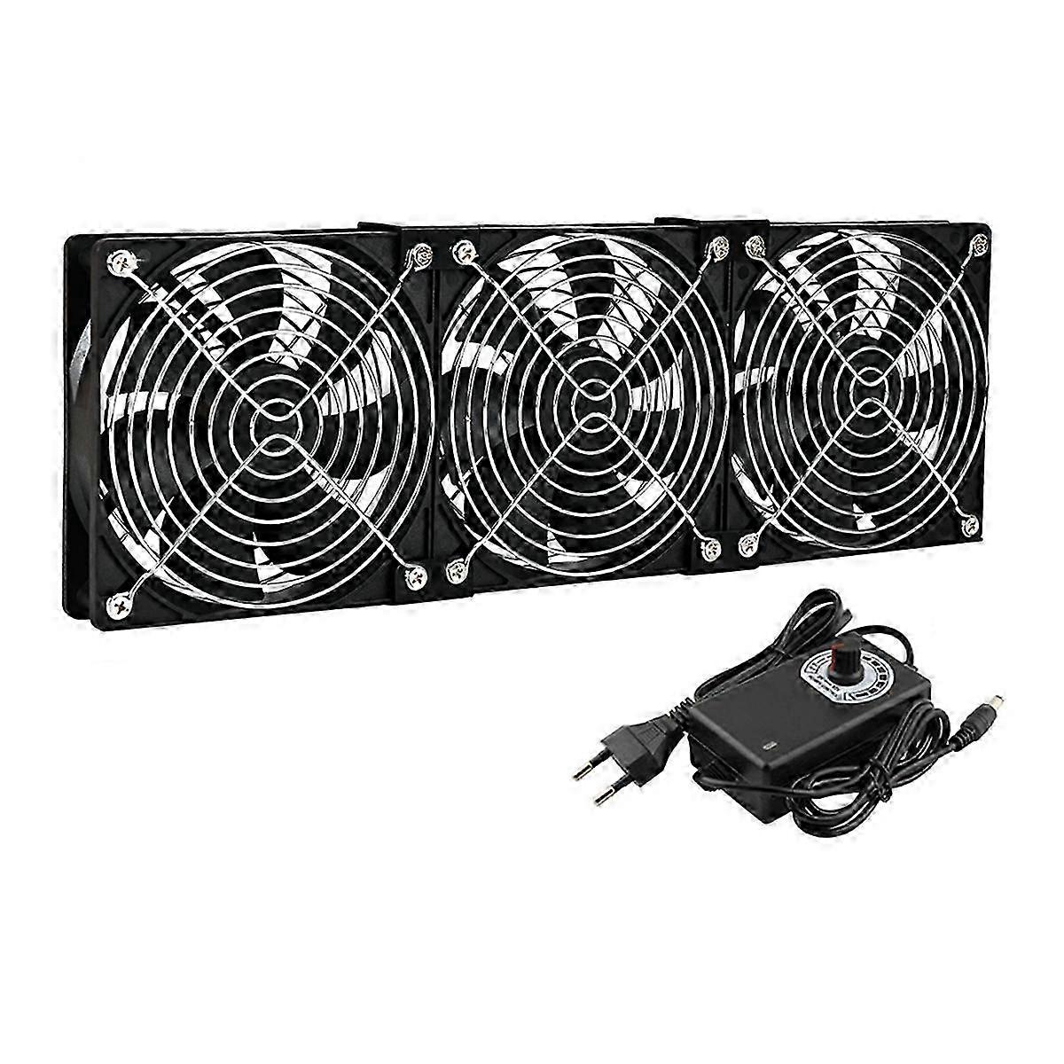3x120mm Computer Fan with AC 100V-240V Speed Controller for Cabinet Cooling Server Workstation Cooli