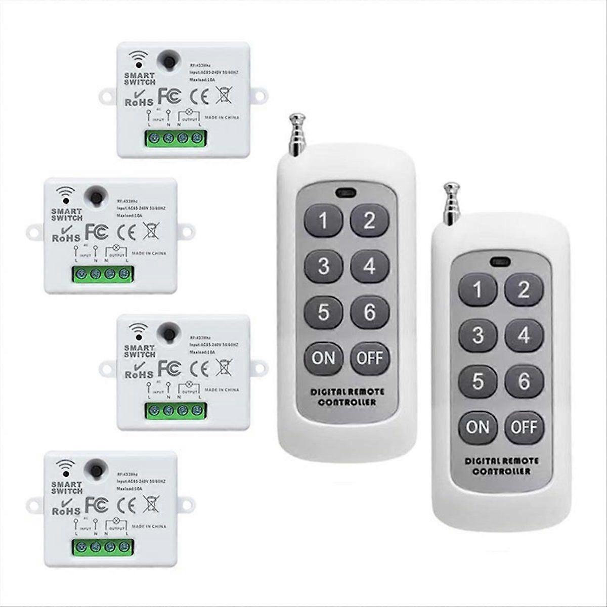 6 Buttons 433MHz Mini Smart on/Off Switch Wireless Remote Control Switch Household Wiring-Free Pane