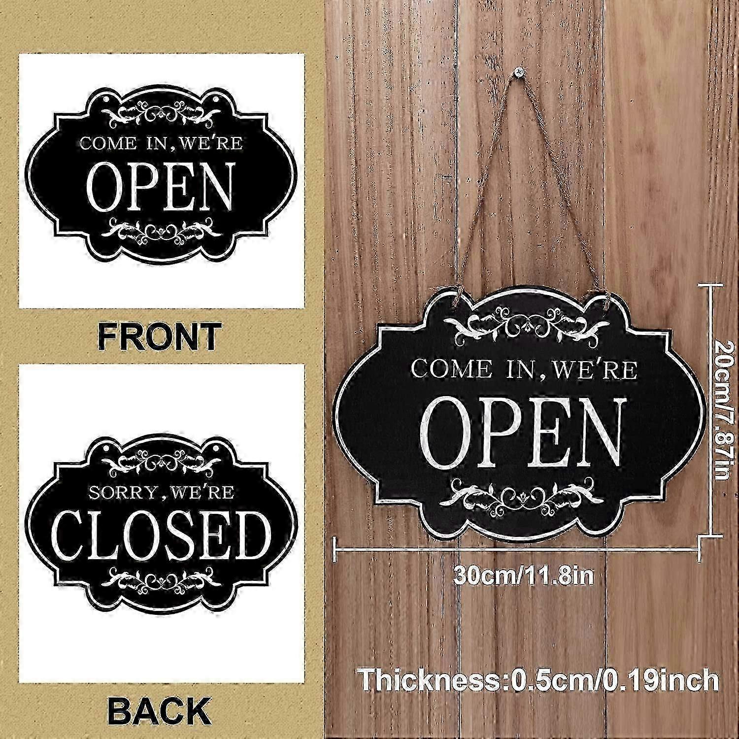 オープンクローズドサイン(30 x 20 cm)、両面リバーシブルカムイン私たちは開いています、そして申し訳ありませんが、レストランクラブカフェホテルのショップハンギングサインです。