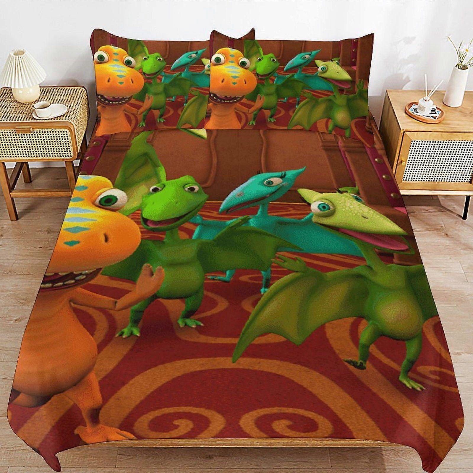 d273 Dinosaur Train Soft and Durable Hypoallergenic Sleep Upgrade Zipper Closure Duvet Cover Sets for Relaxation b273