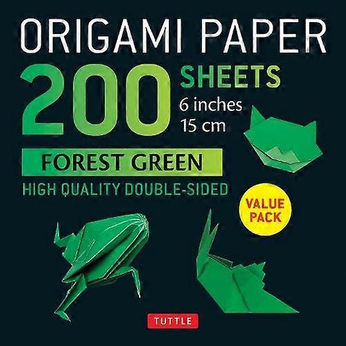 Carnet de notes vierge 6 pages, 200 feuilles de papier origami vert forêt