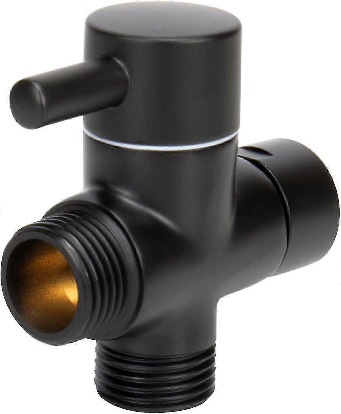 Solid Brass G1/2" Shower Arm All Metal Universal 3-Way Diverter Valve for Hand Shower and Fixed Shower HeadReplacement Component Adapter (Matte Blac