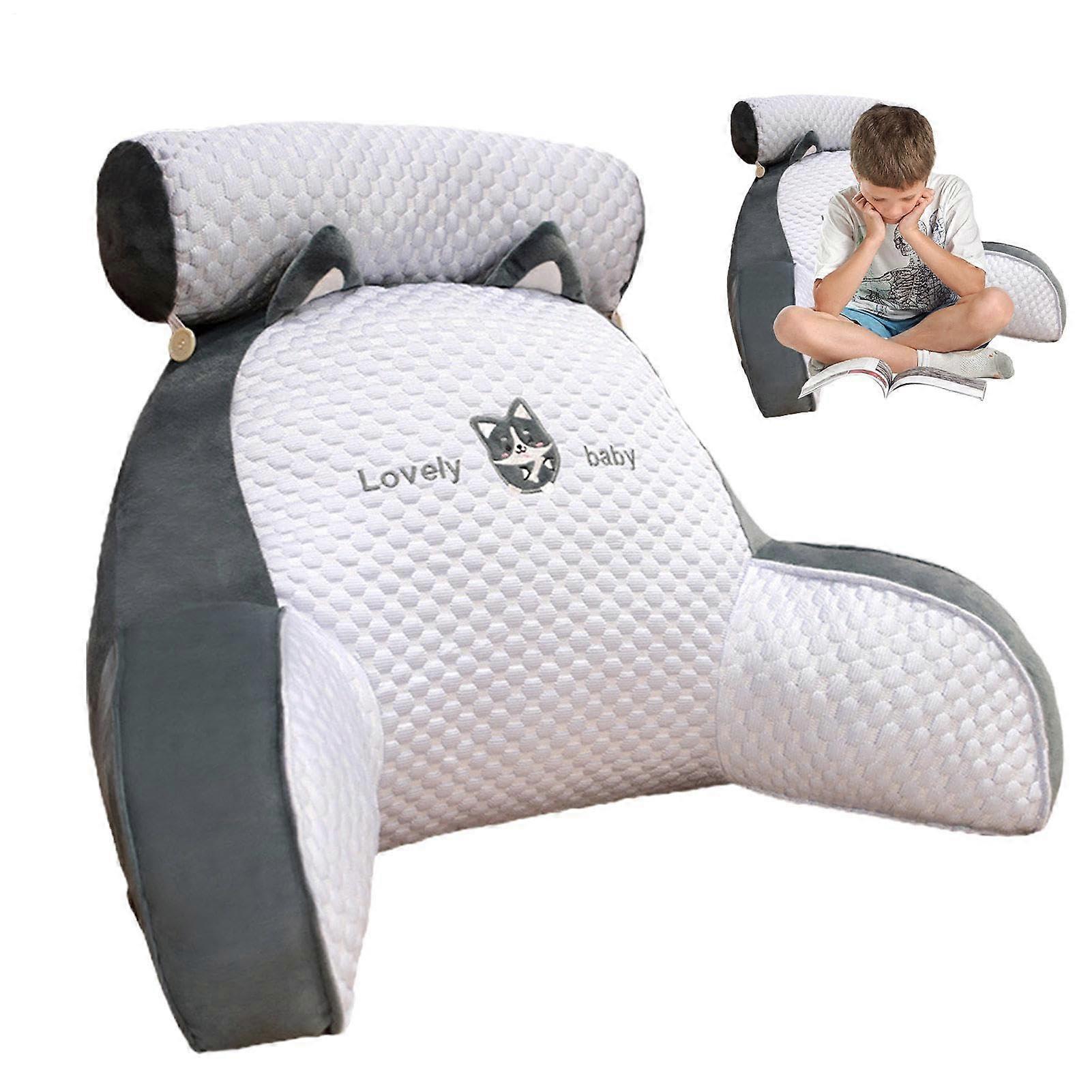 Backrest Pillow with Arms for Bed, Lumbar Support Cushion, Reading and Gaming Pillow