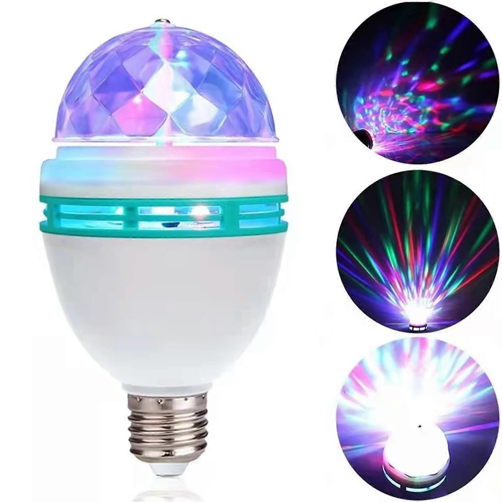 LED Rotation Lamp Bulb E27 Base 3W Energy Saving Color Changing Rotating Light For KTV Home Stage Blue Green