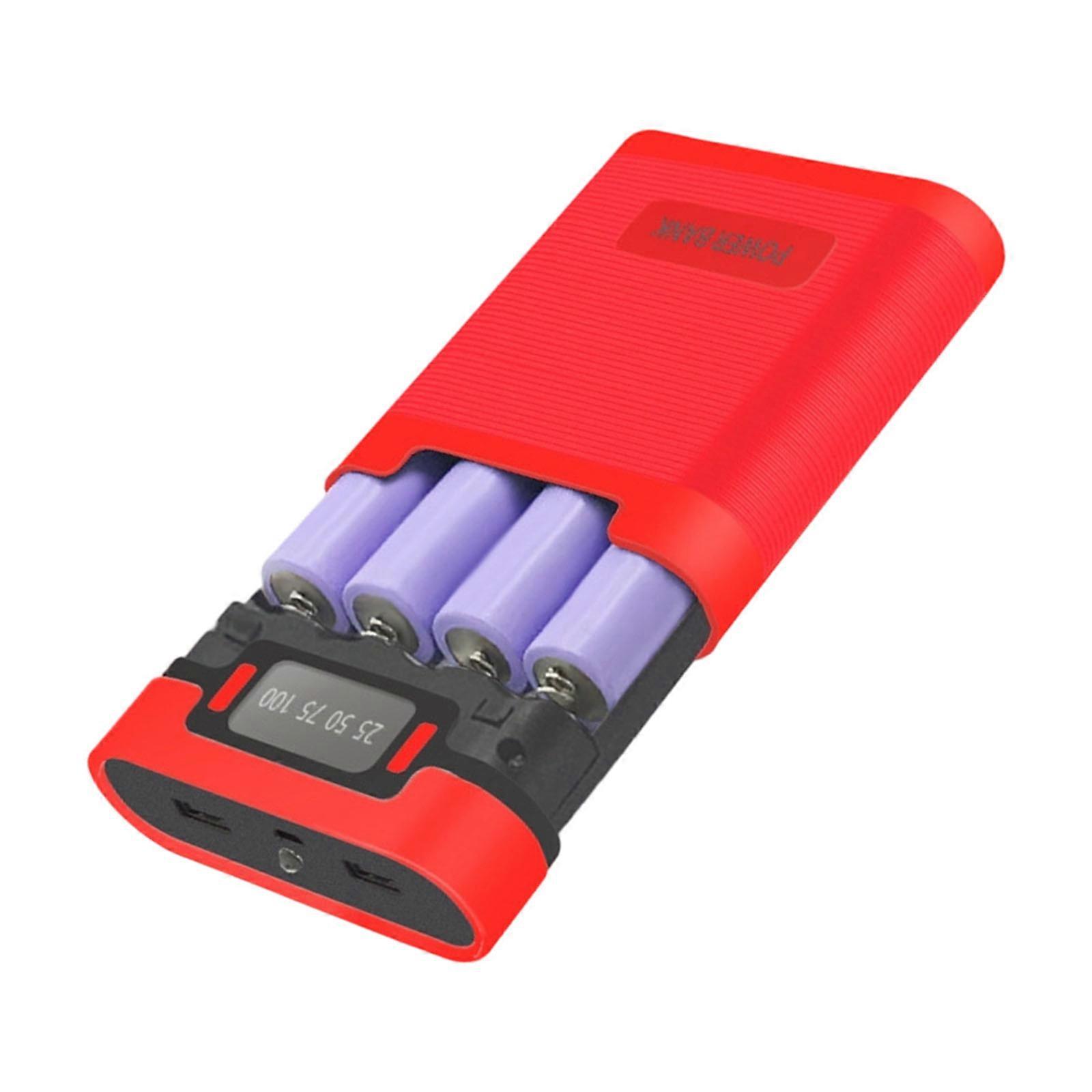 18650 Rechargeable Battery Bank Modular Build Set Fast Charging Double Ports LED Status Monitor ABS Texture for Battery  red
