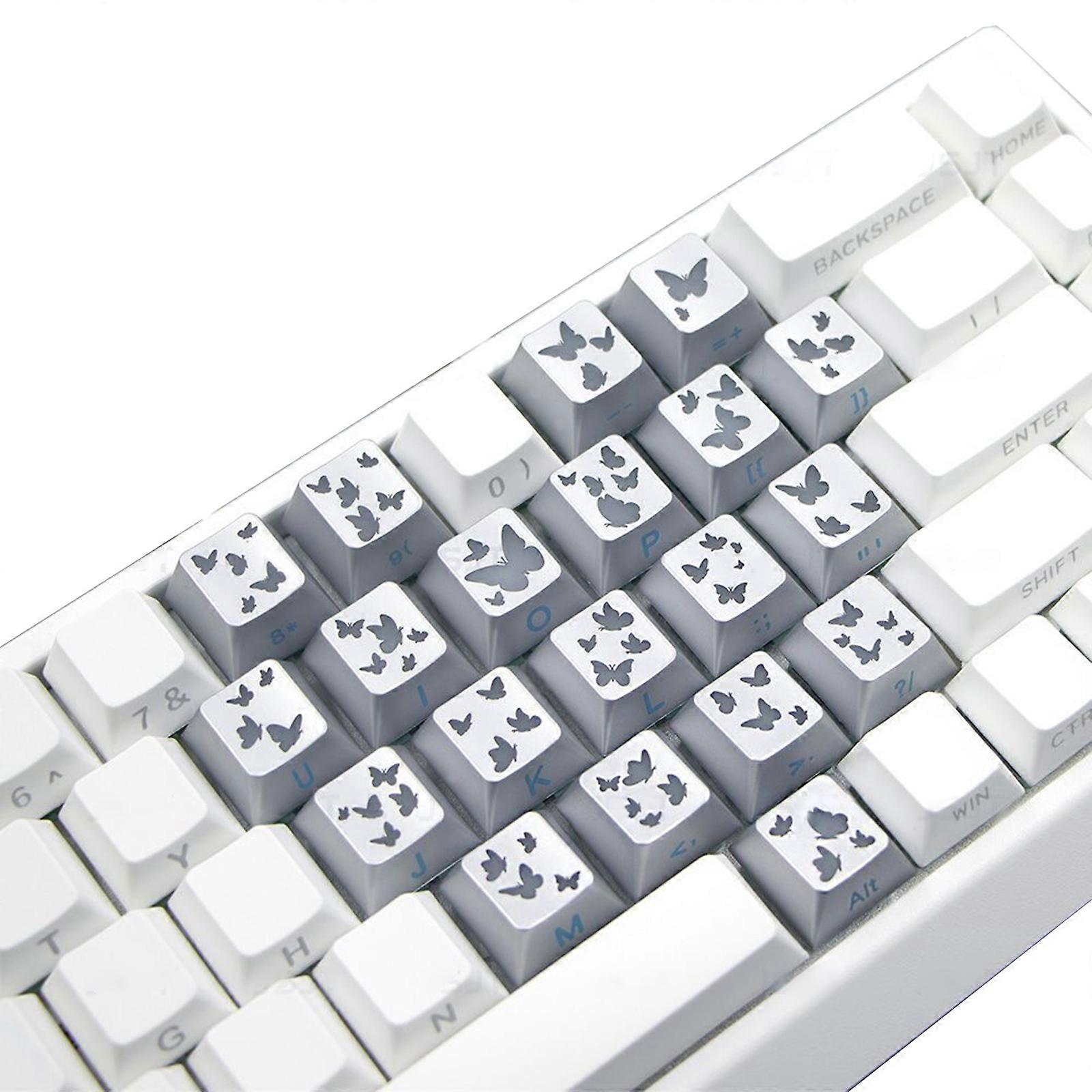 Global Mechanical Keyset Keycaps With Silver Butterfly Creation And Permanent Building Multicolor
