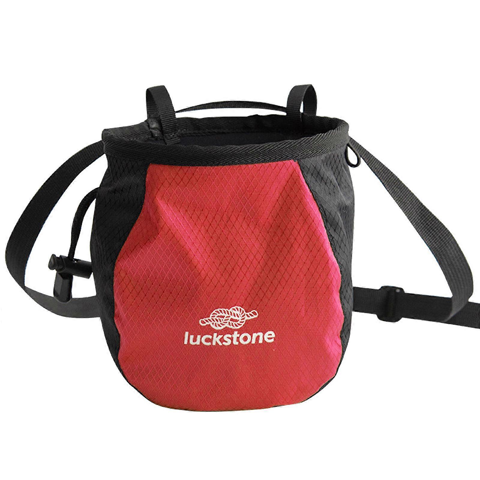 Rock Climbing Chalk Bag Drawstring Closure Bag Adjustable Bouldering Chalk Bag Bucket  for Gym Climbing, Gymnastic  red