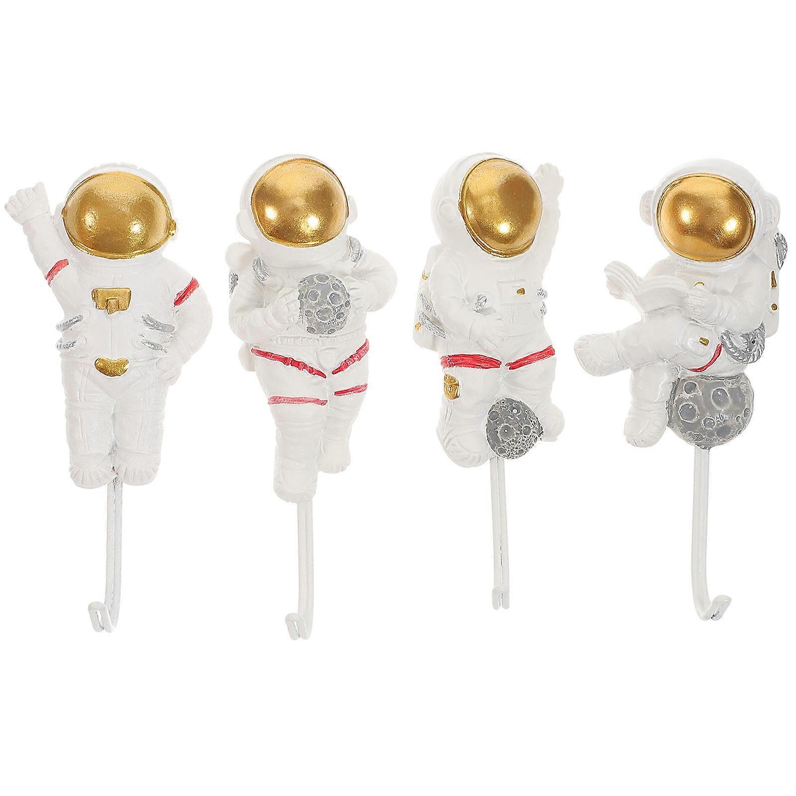 4Pcs Astronaut Design Hook Wall-mounted Punch-free Hook Chic Sticky Hook
