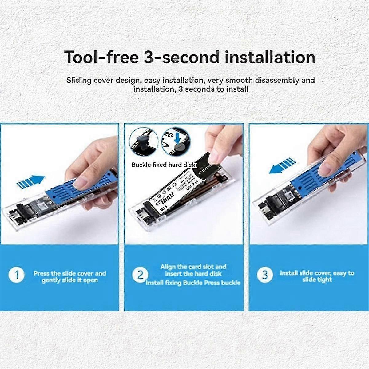 ShuoLe M. 2 NVME/NGFF Dual Protocol Solid State Drive Case Intelligent Digital Health Detection Typc3.2 Hard Drive Case