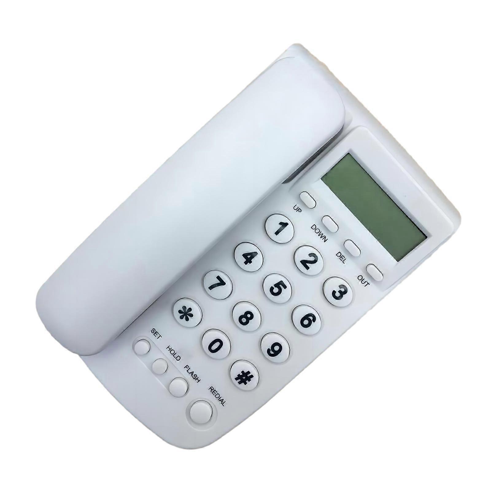 KX~T078CID Desktop Corded Telephone Home Fixed Phone Landline Telephone Big Buttons Speakerphone Caller Display LCD  White