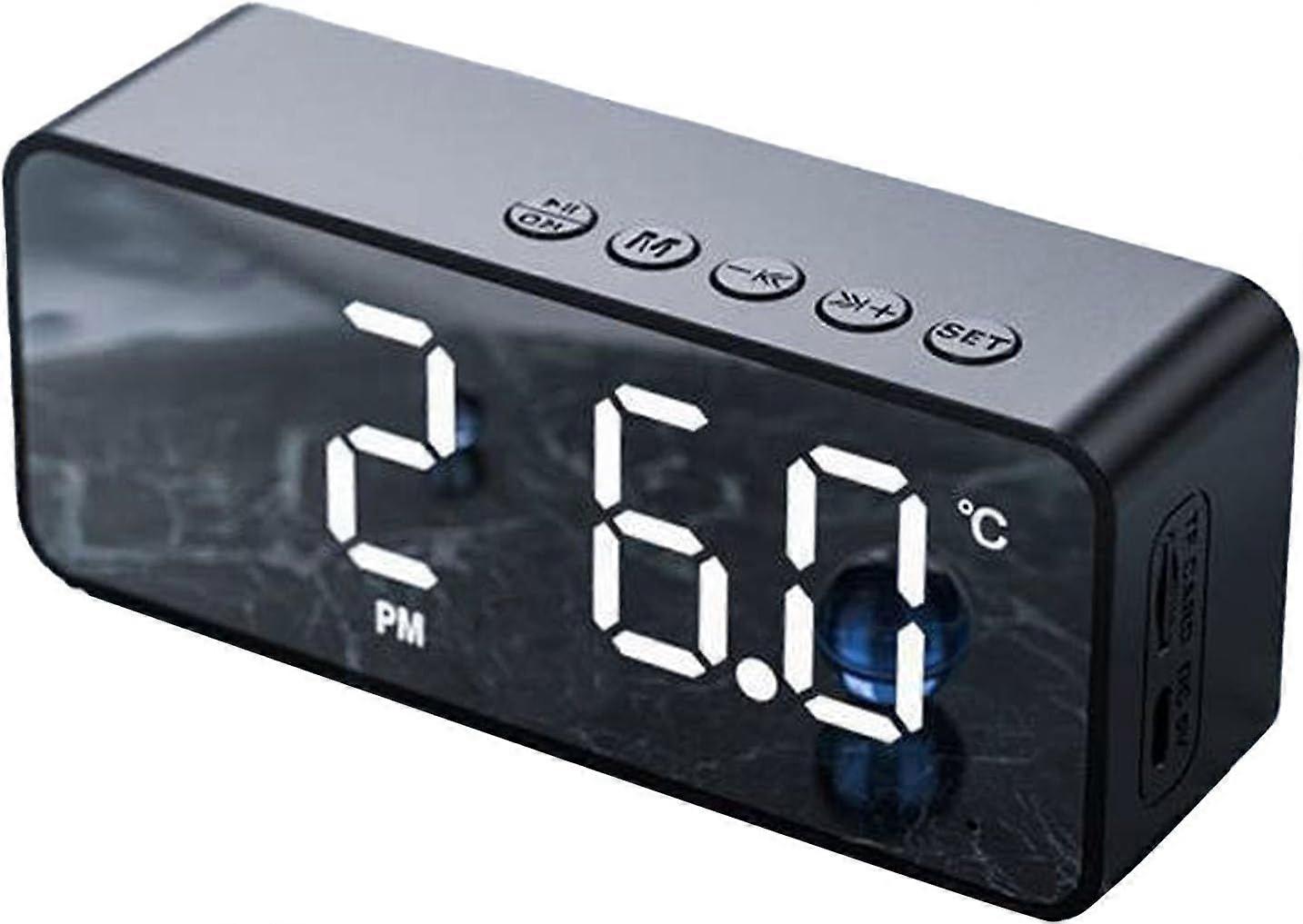 Speaker Alarm Clock, Dual Screen Dual Alarm Clock, Temperature and Battery, Support Memory Card