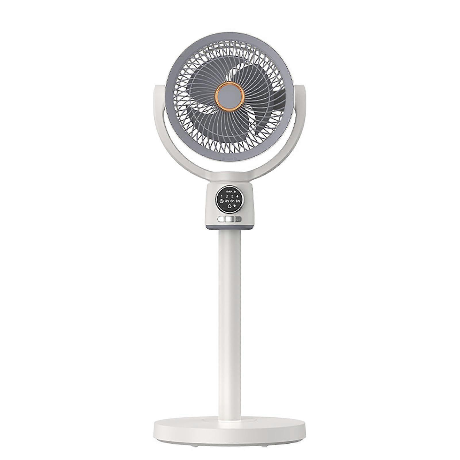 Pedestal Fan with Remote Control, 8000mAh Rechargeable Battery, Adjustable Height, Night Light, White