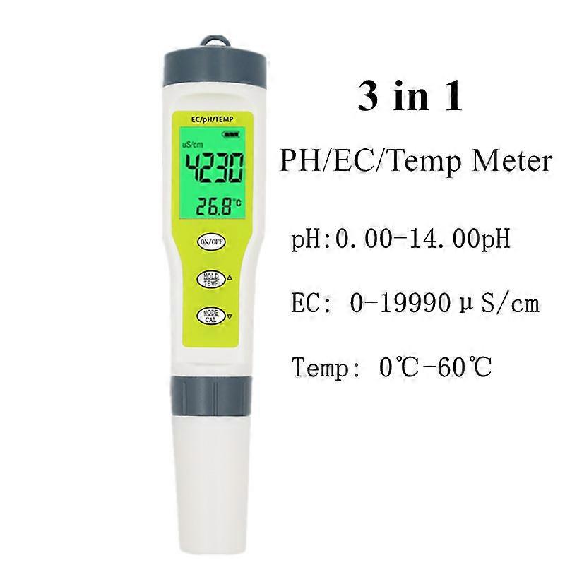 PH Meter Waterproof PH/TDS/EC/Temp Meter Digital Water Quality Monitor Tester with Backlight for Pools Drinking Water Aquariums