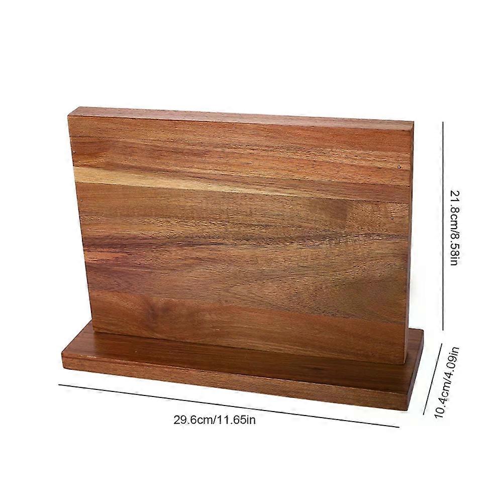 Magnetic Wooden Knife Block Double-Sided Solid Wood Knife Holder Stand with Strong Enhanced Magnets Can Hold Multiple Knives