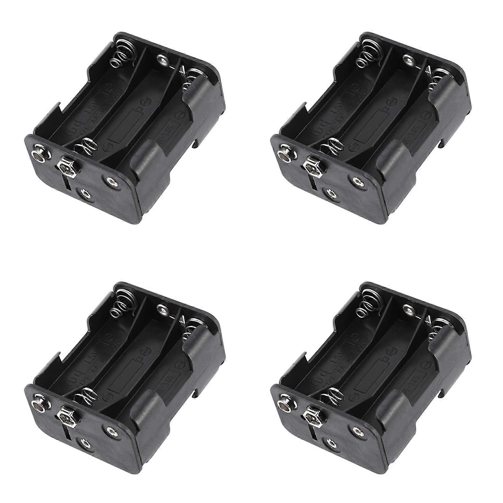 4X Double Side Spring 6 x 1.5 V AA Battery Holder Case Box Black